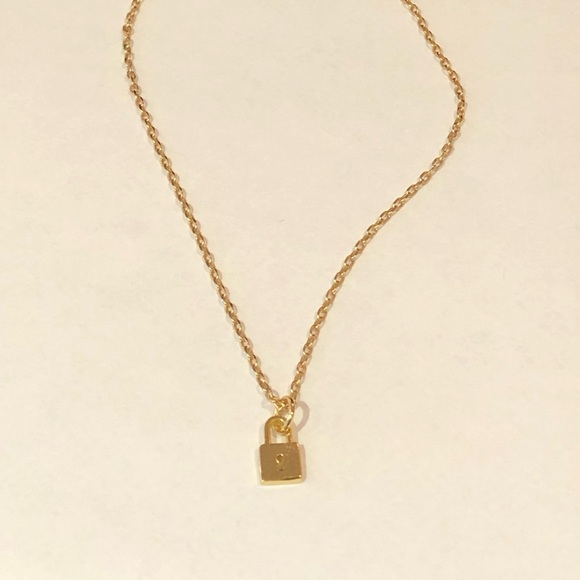S925 Mini Gold Lock Necklace - Picture 2 of 4